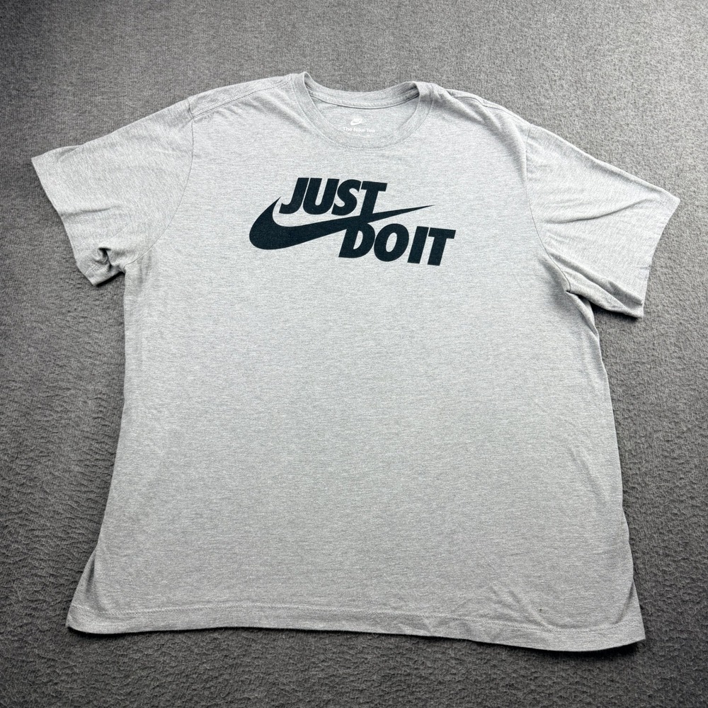 Nike Just Do It Swoosh Logo Gray Heather Graphic T-Shirt Men's XL Short Sleeve
